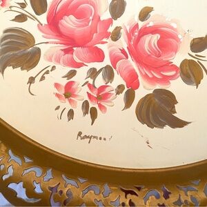 Vintage Shabby Cottage Chic Round Tray